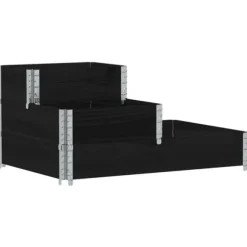 Højbed i massivt fyrretræ - 3 niveauer | Størrelse: 120x80 cm | Farve: Sort