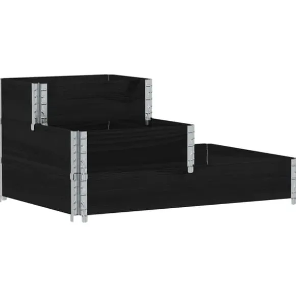 Højbed i massivt fyrretræ - 3 niveauer | Størrelse: 120x80 cm | Farve: Sort