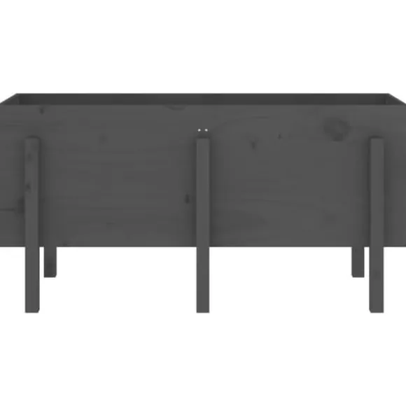 Højbed i massivt fyrretræ - Dekorativ plantekasse | Størrelse: 121x50x57 cm | Farve: Grå