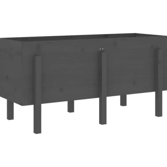 Højbed i massivt fyrretræ - Dekorativ plantekasse | Størrelse: 121x50x57 cm | Farve: Grå