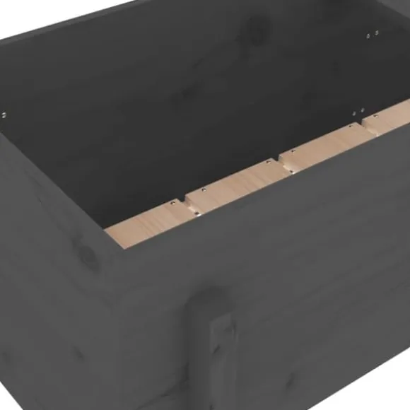 Højbed i massivt fyrretræ - Dekorativ plantekasse | Størrelse: 121x50x57 cm | Farve: Grå
