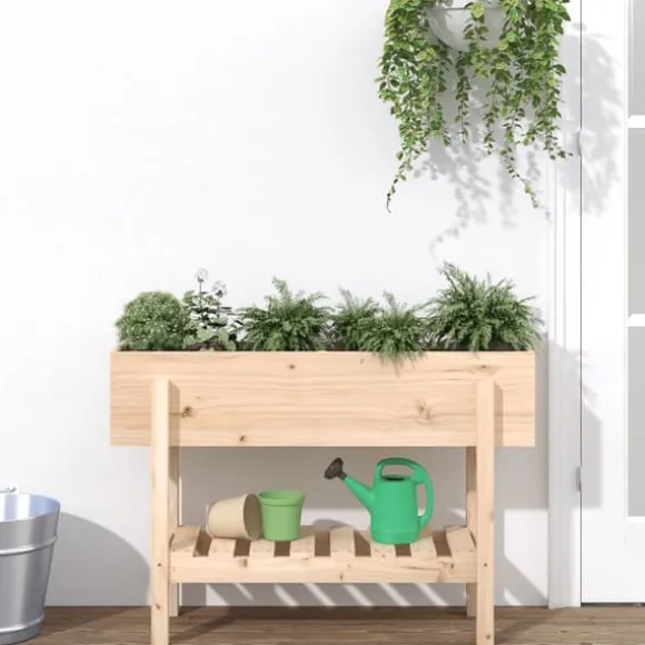 Højbed i massivt fyrretræ - Plantekasse til have og terrasse | Størrelse: 101x30x69 cm