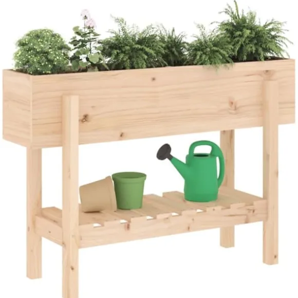 Højbed i massivt fyrretræ - Plantekasse til have og terrasse | Størrelse: 101x30x69 cm