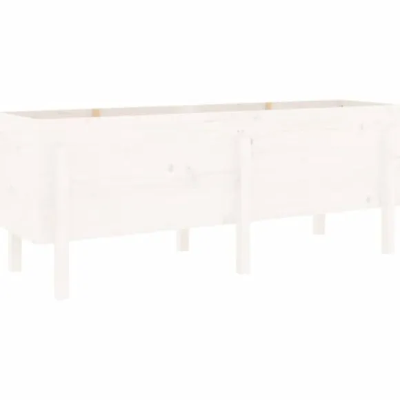 Højbed i massivt fyrretræ - Plantekasse til haven | Mål: 160x50x57 cm | Farve: Hvid