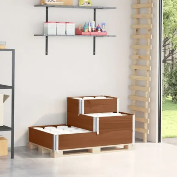 Højbed i massivt fyrretræ - 3 niveauer | Størrelse: 120x80 cm | Farve: Brun