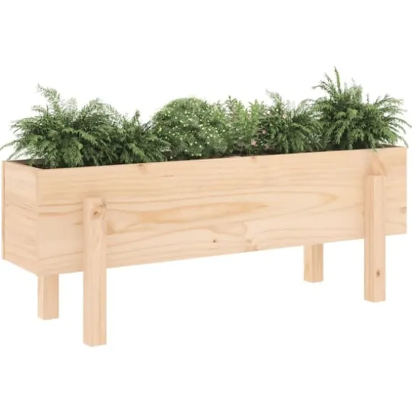 Højbed i massivt fyrretræ - Dybde 101x30x38 cm | Farve: Naturlig træfarve