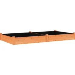 Højbed i massivt fyrretræ med foring - Plantekasse | Størrelse: 240x120x25 cm | Farve: Brun