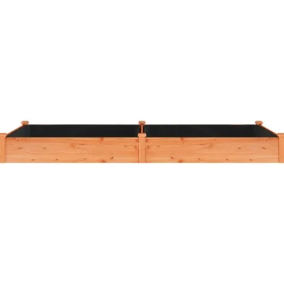 Højbed i massivt fyrretræ med foring - Plantekasse | Størrelse: 240x120x25 cm | Farve: Brun