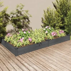 Højbed i massivt fyrretræ med foring 240x120x25 cm | Farve: Grå