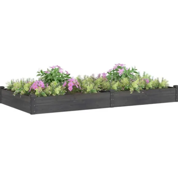 Højbed i massivt fyrretræ med foring 240x120x25 cm | Farve: Grå