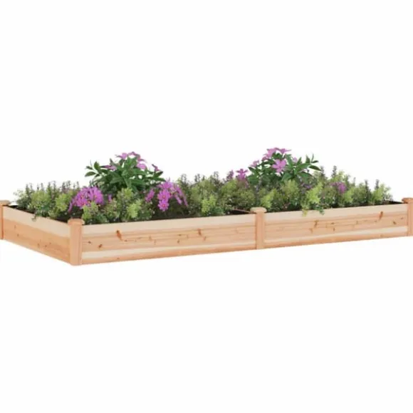 Højbed i massivt fyrretræ med foring - Plantekasse | Størrelse: 240x120x25 cm