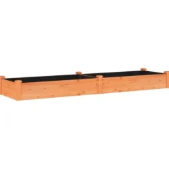 Højbed i massivt fyrretræ med foring - Plantekasse | Farve: Brun | Størrelse: 240x60x25 cm