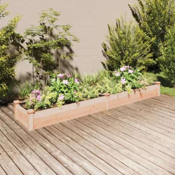 Højbed i massivt fyrretræ med foring - Plantekasse | Størrelse: 240x45x25 cm