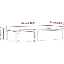 Højbed i massivt fyrretræ med foring - Plantekasse | Størrelse: 120x60x25 cm | Farve: Grå