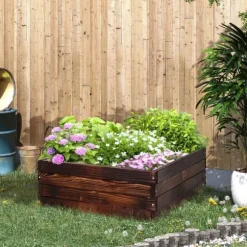 Højbed i massivt træ 60x60x23 cm, mørkebrun – plantekasse/urtebed