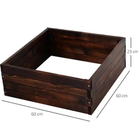 Højbed i massivt træ 60x60x23 cm, mørkebrun – plantekasse/urtebed