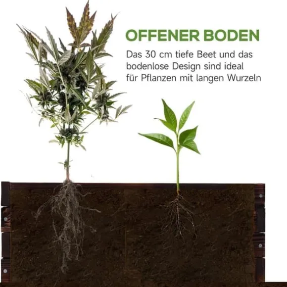 Højbed i massivt træ 60x60x23 cm, mørkebrun – plantekasse/urtebed
