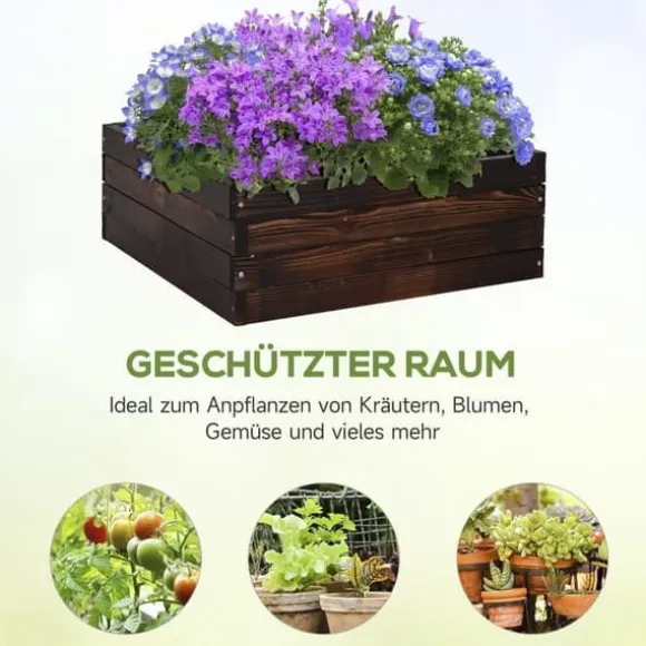 Højbed i massivt træ 60x60x23 cm, mørkebrun – plantekasse/urtebed