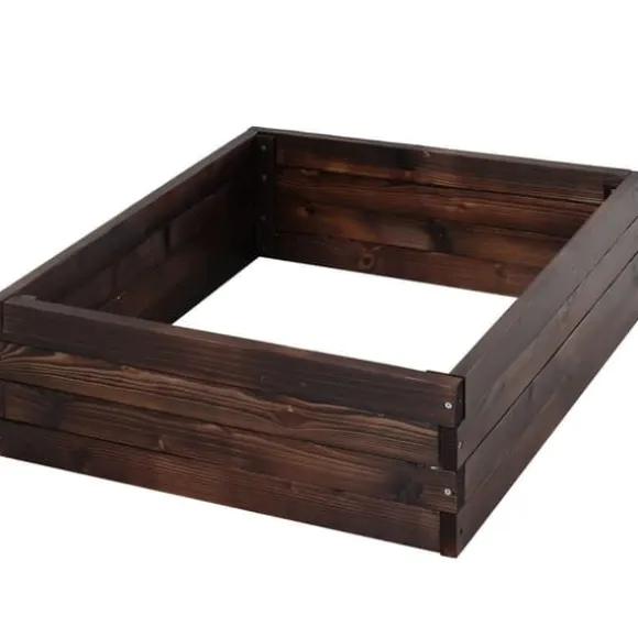 Højbed i massivt træ 60x60x23 cm, mørkebrun – plantekasse/urtebed
