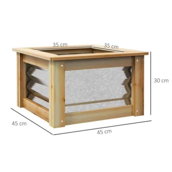 Højbed i metal med træramme 45x45x30 cm – have & altan