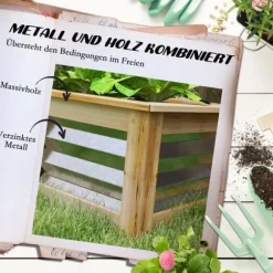 Højbed i metal med træramme 45x45x30 cm – have & altan