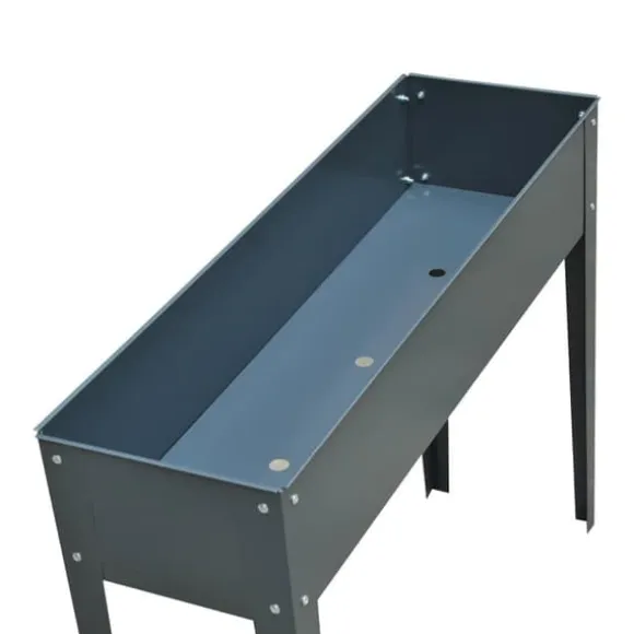 Højbed i metal 100x30x80 cm med ben & 3 drænhuller – have/balkon