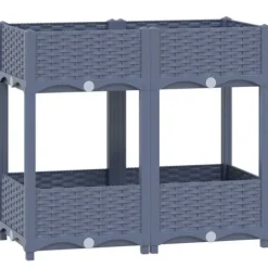 Højbed i polypropylen med 2 hylder - Dyb og robust til haven | Størrelse: 80x40x71 cm