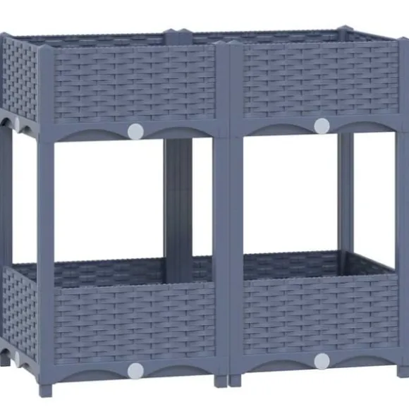 Højbed i polypropylen med 2 hylder - Dyb og robust til haven | Størrelse: 80x40x71 cm