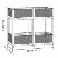 Højbed i polypropylen med 2 hylder - Dyb og robust til haven | Størrelse: 80x40x71 cm