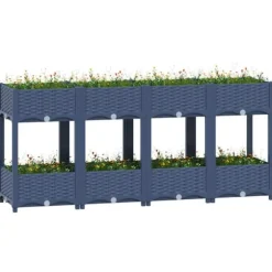 Højbed i polypropylen med 2 hylder - Plantekasse til have og terrasse | Størrelse: 160x40x71 cm