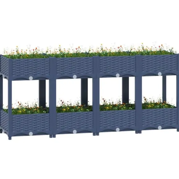 Højbed i polypropylen med 2 hylder - Plantekasse til have og terrasse | Størrelse: 160x40x71 cm