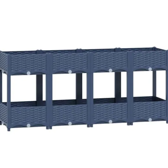 Højbed i polypropylen med 2 hylder - Plantekasse til have og terrasse | Størrelse: 160x40x71 cm