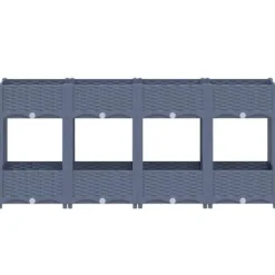 Højbed i polypropylen med 2 hylder - Plantekasse til have og terrasse | Størrelse: 160x40x71 cm