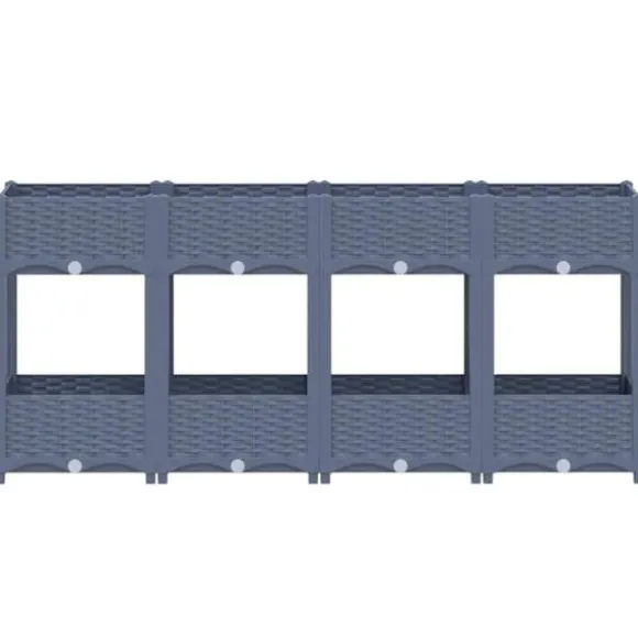 Højbed i polypropylen med 2 hylder - Plantekasse til have og terrasse | Størrelse: 160x40x71 cm