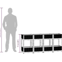 Højbed i polypropylen med 2 hylder - Plantekasse til have og terrasse | Størrelse: 160x40x71 cm