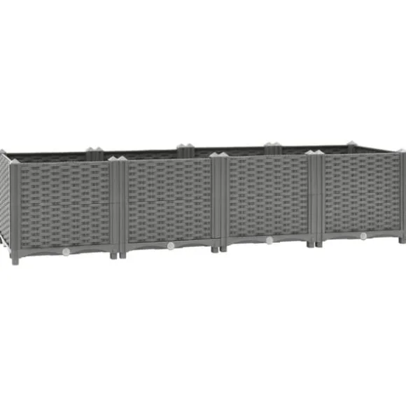 Højbed i polypropylen 160x40x38 cm - Slidstærkt rattanlook | Farve: Grå | Størrelse: 160x40x38 cm