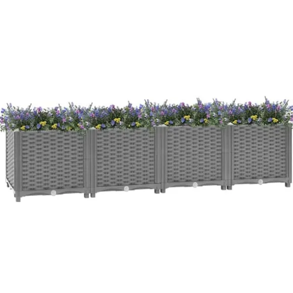 Højbed i polypropylen 160x40x38 cm - Slidstærkt rattanlook | Farve: Grå | Størrelse: 160x40x38 cm