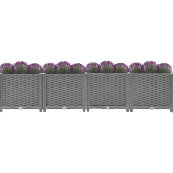 Højbed i polypropylen 160x40x38 cm - Slidstærkt rattanlook | Farve: Grå | Størrelse: 160x40x38 cm