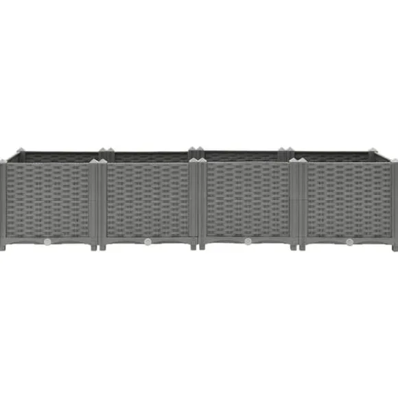 Højbed i polypropylen 160x40x38 cm - Slidstærkt rattanlook | Farve: Grå | Størrelse: 160x40x38 cm
