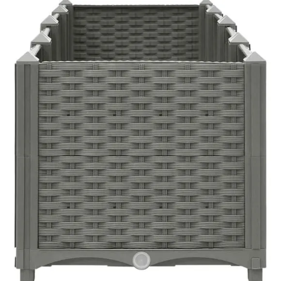 Højbed i polypropylen 160x40x38 cm - Slidstærkt rattanlook | Farve: Grå | Størrelse: 160x40x38 cm