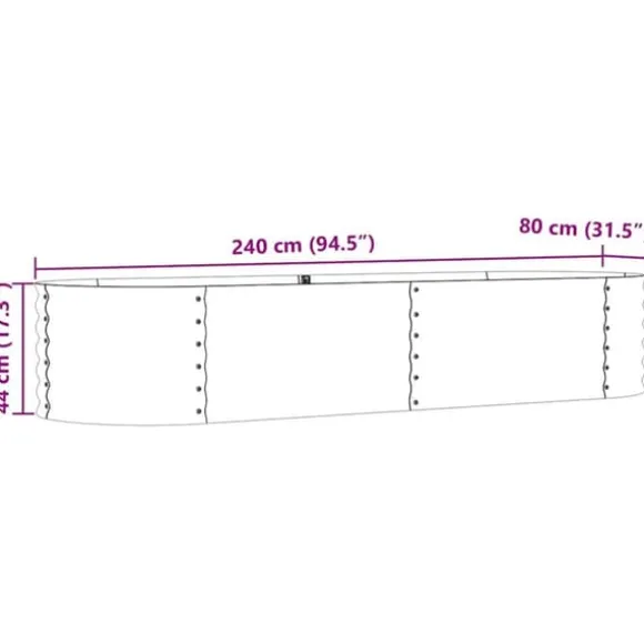 Højbed i stål - Moderne hævet plantekasse | Størrelse: 240x80x44 cm | Farve: Grøn