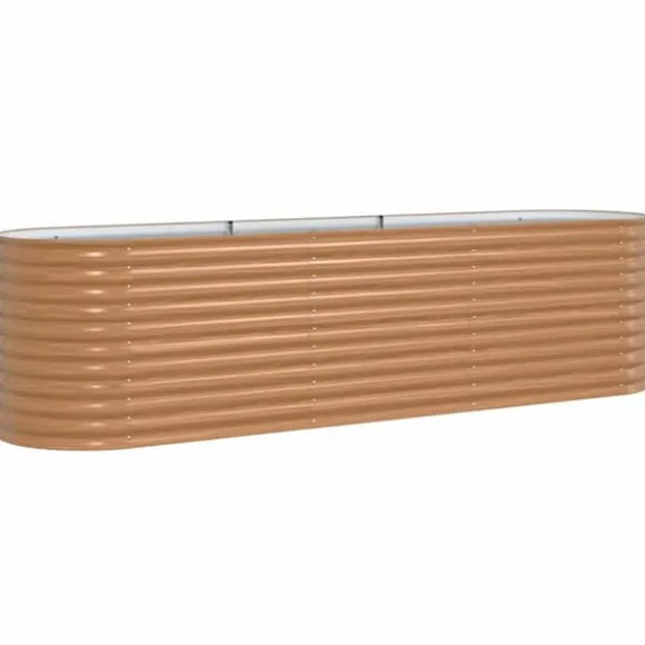 Højbed i stål - Moderne plantekasse til haven | Størrelse: 320x80x81 cm | Farve: Brun