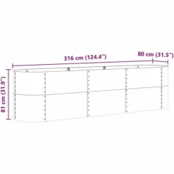 Højbed i stål - Moderne plantekasse til haven | Størrelse: 320x80x81 cm | Farve: Brun