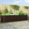 Højbed i stål - Moderne plantekasse til haven | Størrelse: 400 x 80 x 81 cm | Farve: Brun