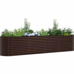 Højbed i stål - Moderne plantekasse til haven | Størrelse: 400 x 80 x 81 cm | Farve: Brun
