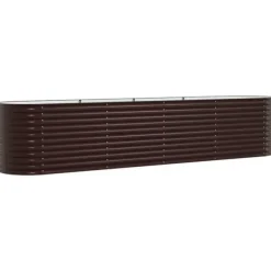 Højbed i stål - Moderne plantekasse til haven | Størrelse: 400 x 80 x 81 cm | Farve: Brun