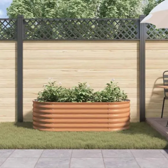 Højbed i stål - Moderne plantekasse til haven | Størrelse: 160x80x44 cm | Farve: Brun