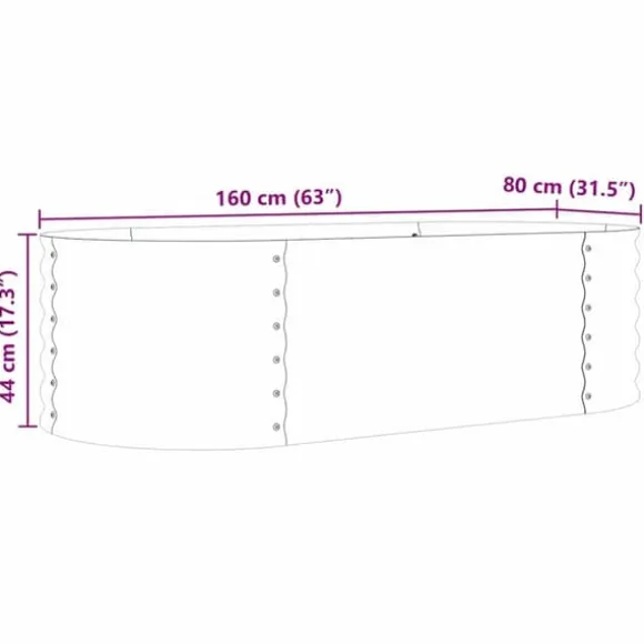 Højbed i stål - Moderne plantekasse til haven | Størrelse: 160x80x44 cm | Farve: Brun