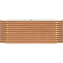 Højbed i stål til haven - Moderne hævet plantekasse | Størrelse: 240 x 80 x 81 cm | Farve: Brun