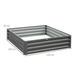 Højbed i stål 120x120x30 cm, lysegrå – have/terrasse/altan
